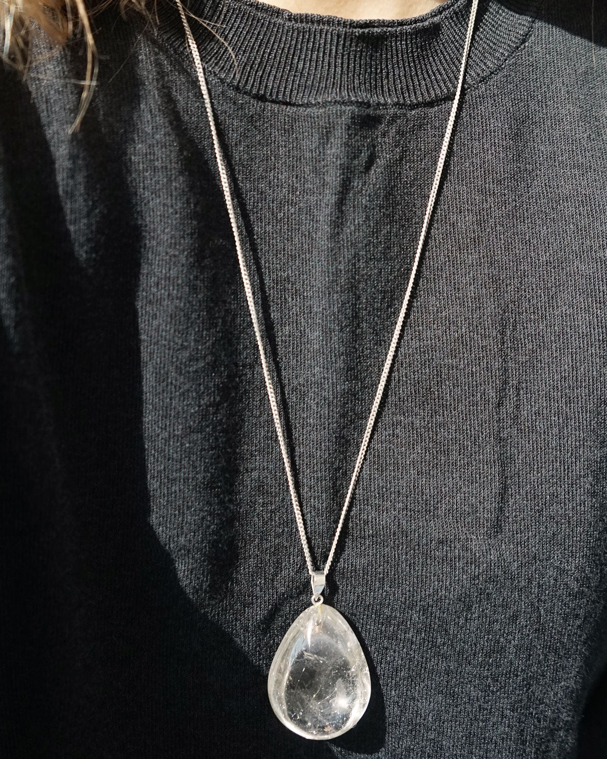 Silver Necklace w/ Crystal Charm