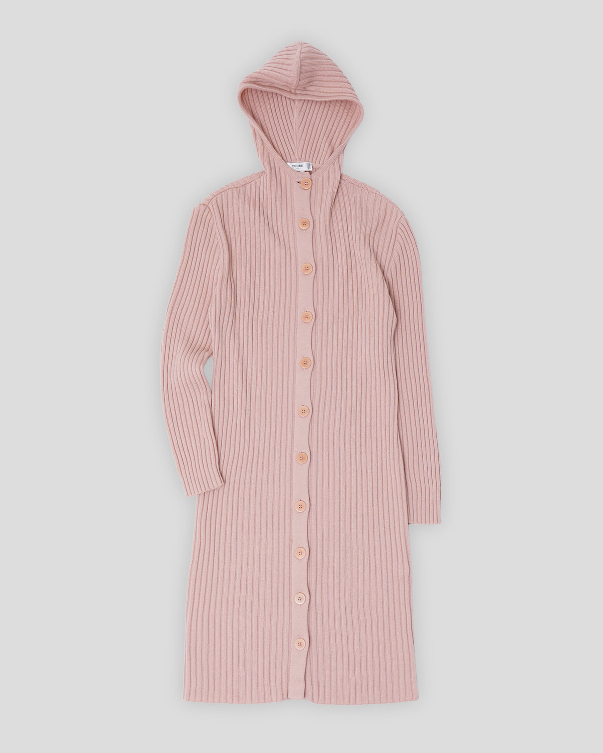 Hooded Rib Knit Long Cardigan