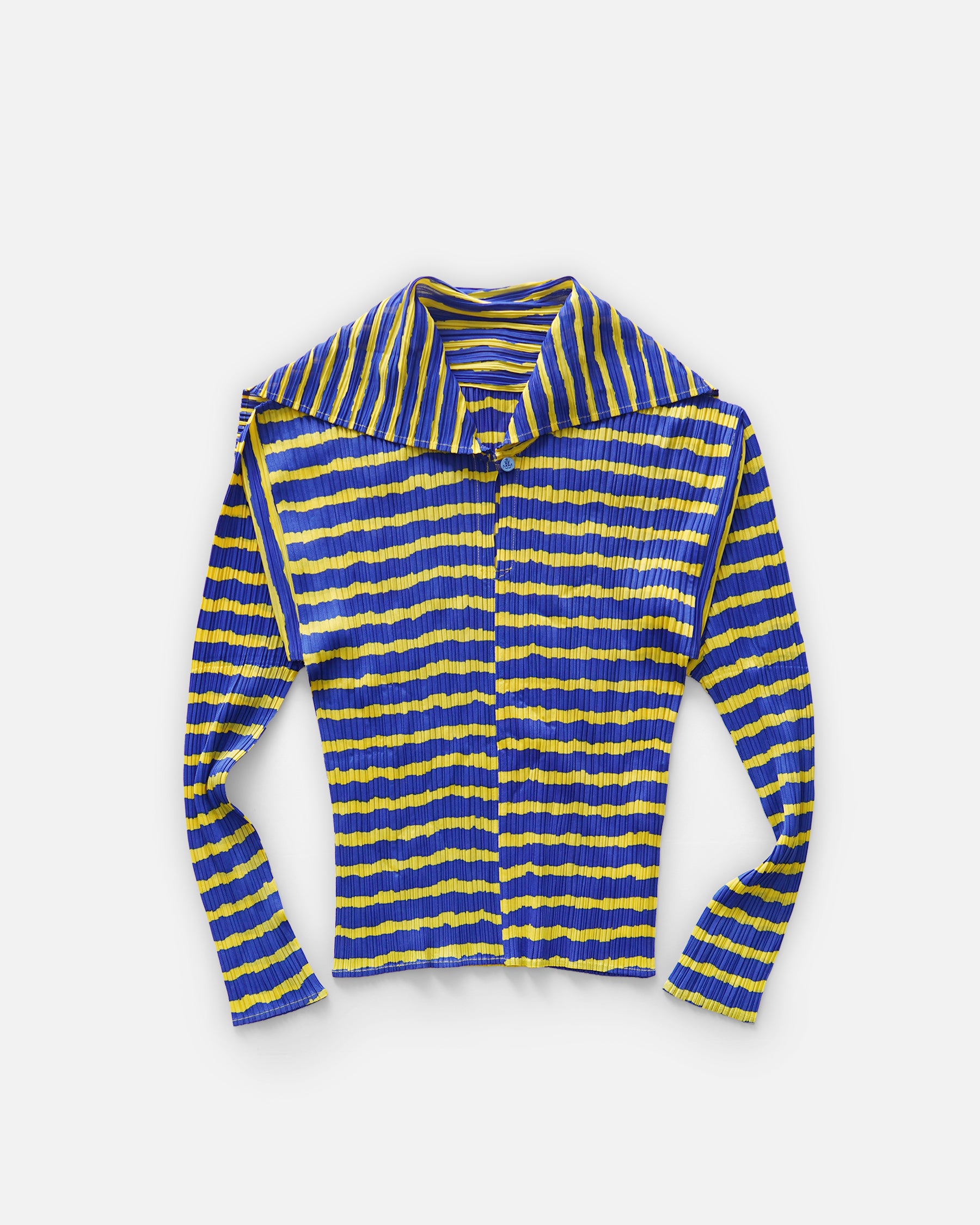 Issey Miyake Pleats Please Sailor Collar Stripe Pleated Top Made