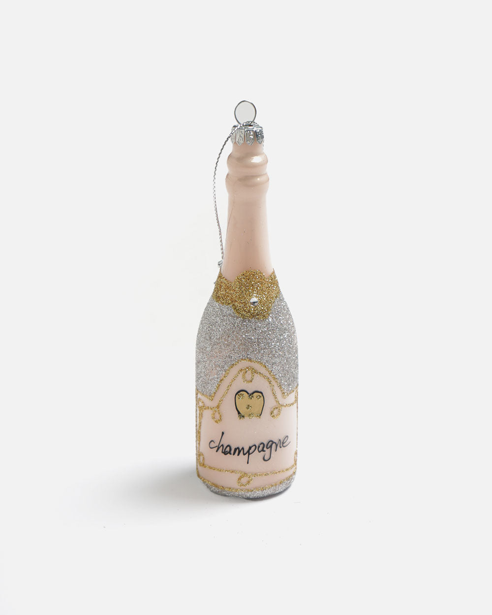 Glittered Champagne Ornament