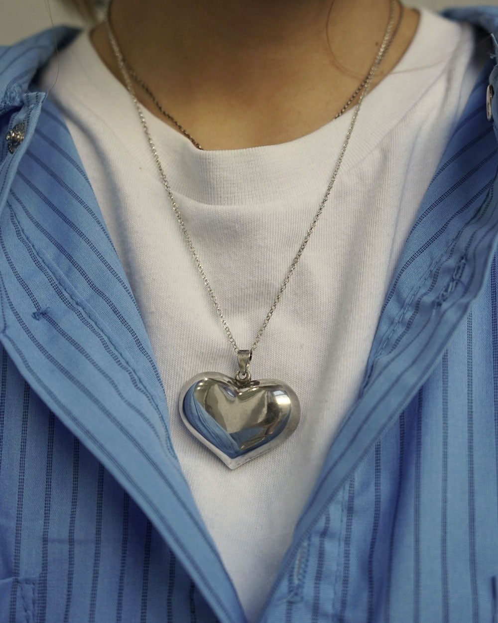 Silver Necklace w/ Heart Charm