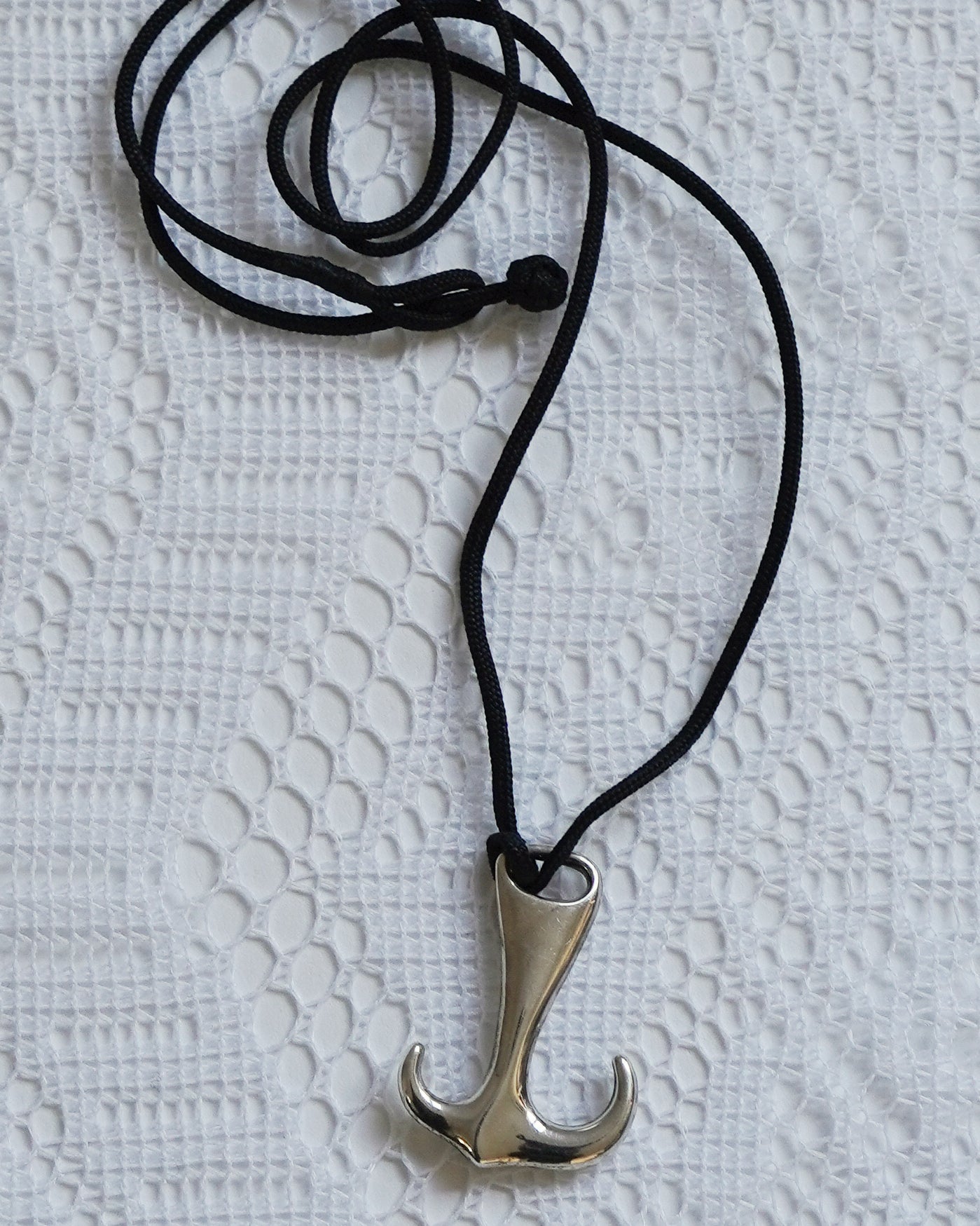 Silver Anchor Silk Cord Necklace – Front General Store