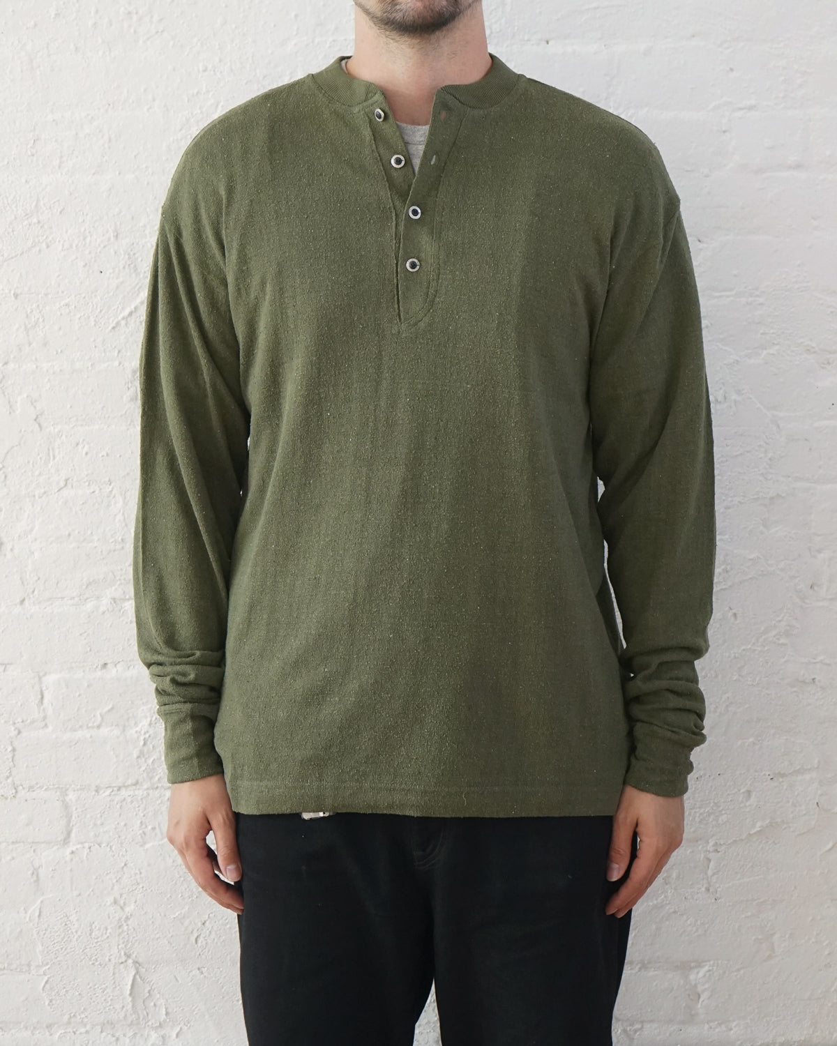 Silk Nep Henry Neck L/S / Green