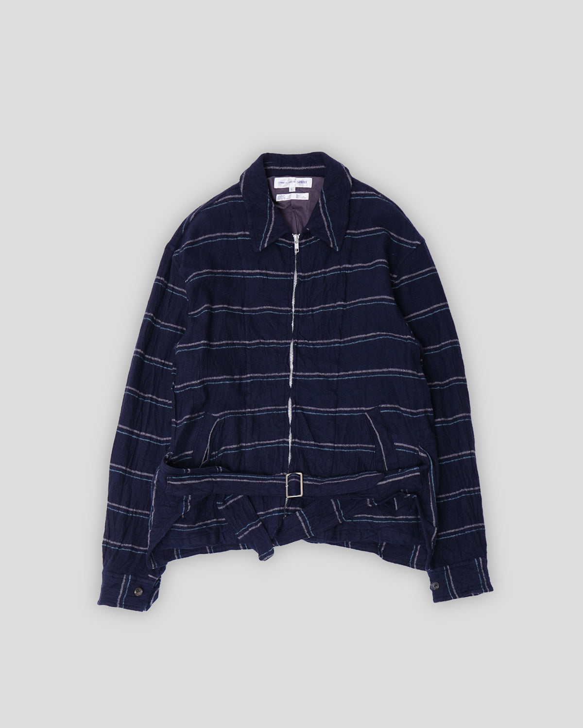 Belted Wool Zip-up Jacket