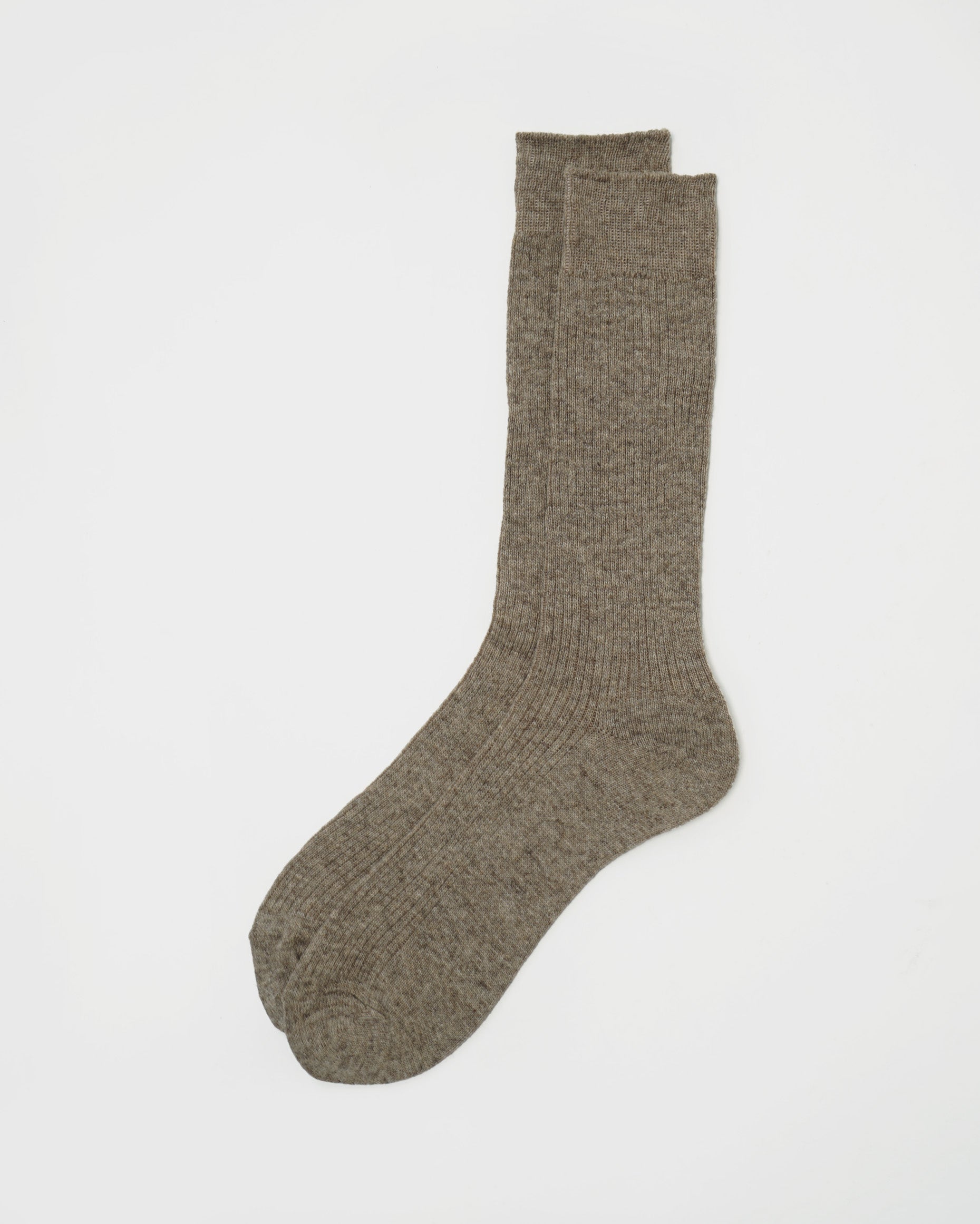 Cashmere Rib Crew Socks / Beige