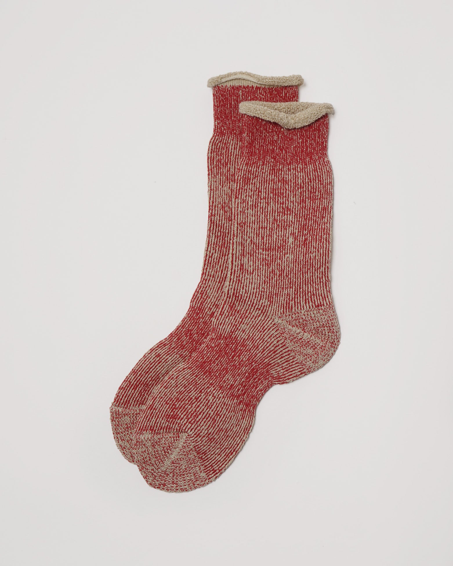 Hemp Full Pile Half Socks / Red