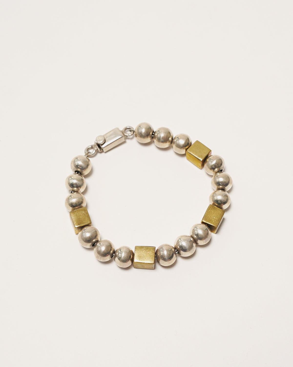 Silver x Brass Beads Bracelet