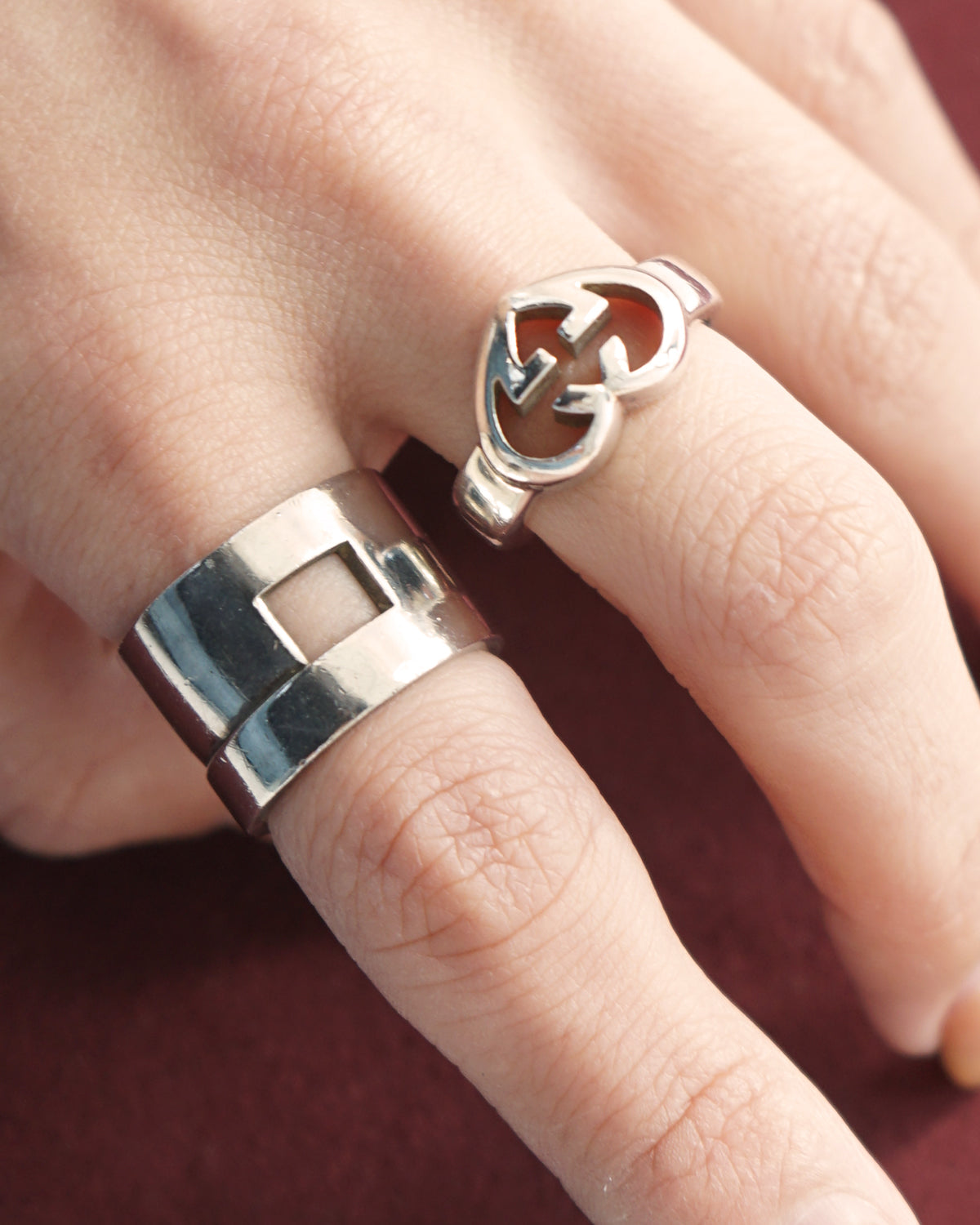 Silver Interlocking GG Ring