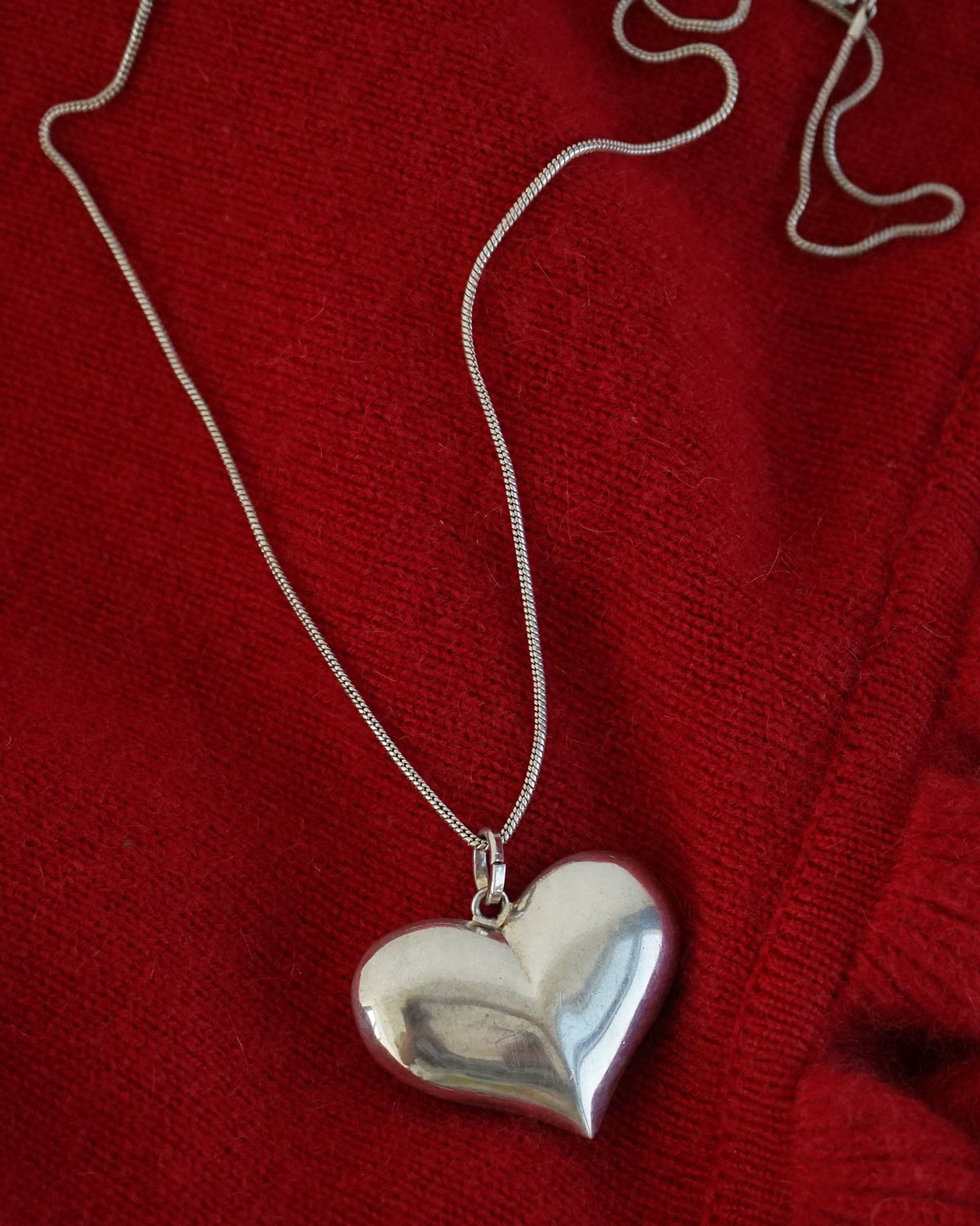 Silver Chain Necklace w/ Heart Charm