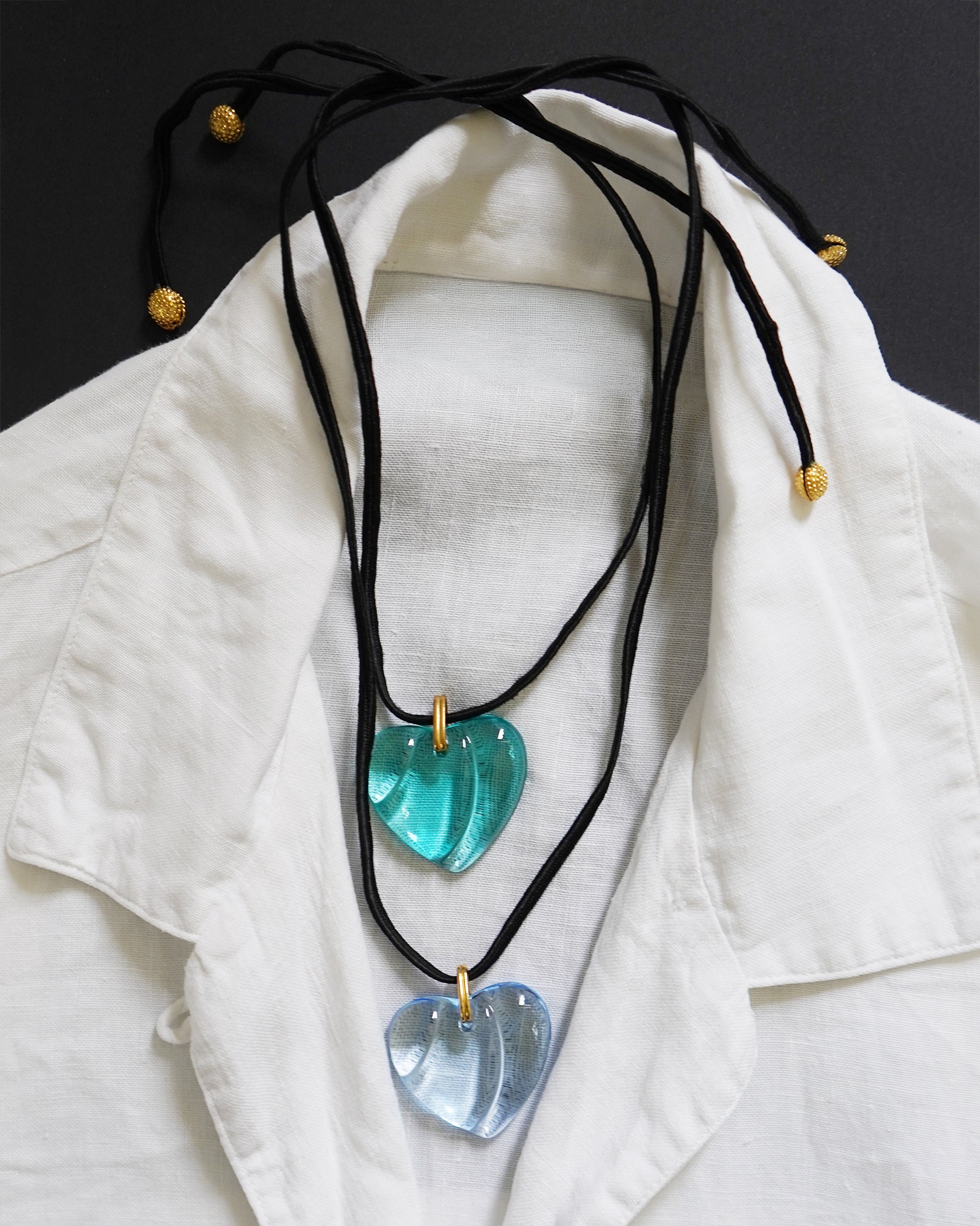 Baccarat Crystal Glass Emerald Green Heart Necklace Made in France