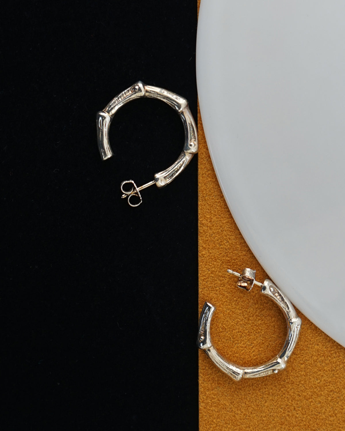 Silver Bamboo Hoop Earrings