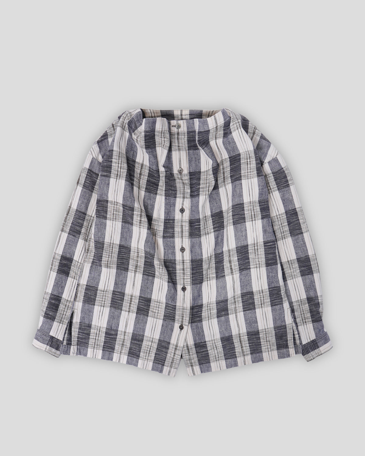 Drape Neck Plaid Shirt