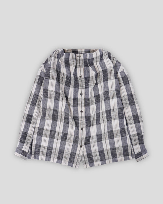 Drape Neck Plaid Shirt