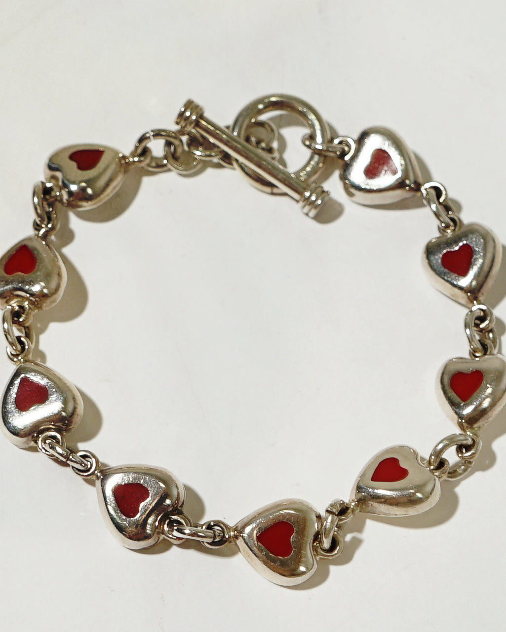 Vintage Mexican sterling silver heart outlets link bracelet