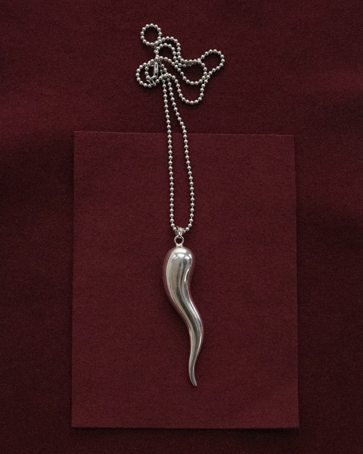 Silver Chain Necklace w/ Horn Charm