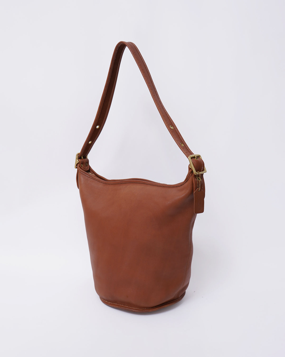 Brown Leather Bucket Shoulder Bag