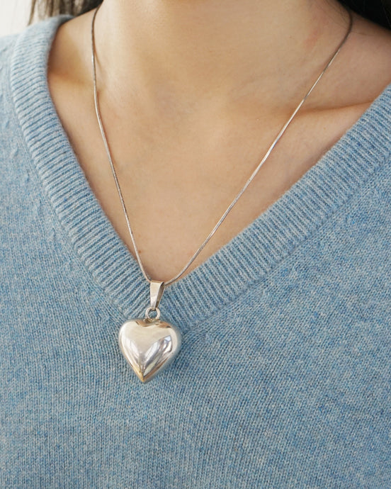Silver Chain Necklace w/ Chime Heart Charm