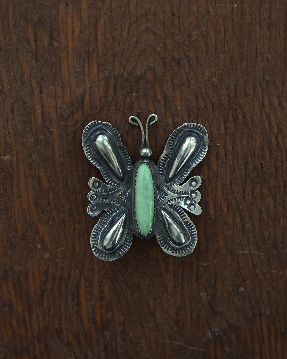 Silver Butterfly Brooch / Pin w/ Turquoise