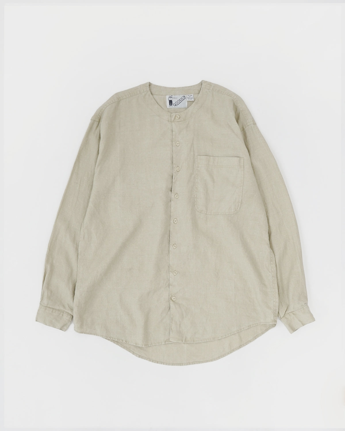 Washed Linen Collarless L/S Shirt / Natural