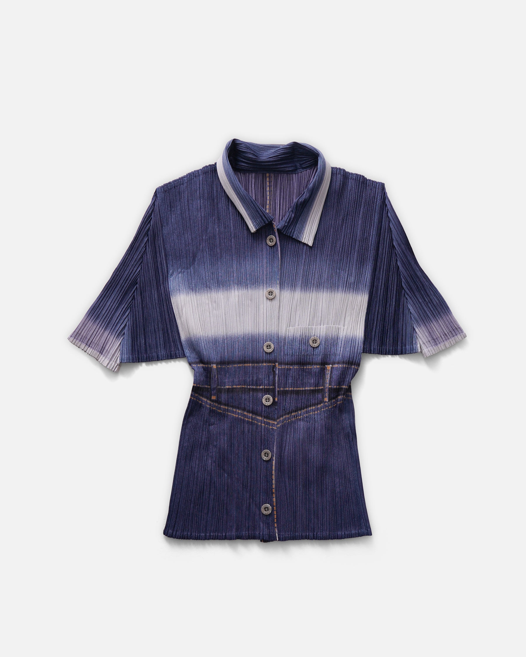 PLEATS PLEATS デニム風オールインワン Pleats Please Denim Transcription S/S Shirt – Front General Store