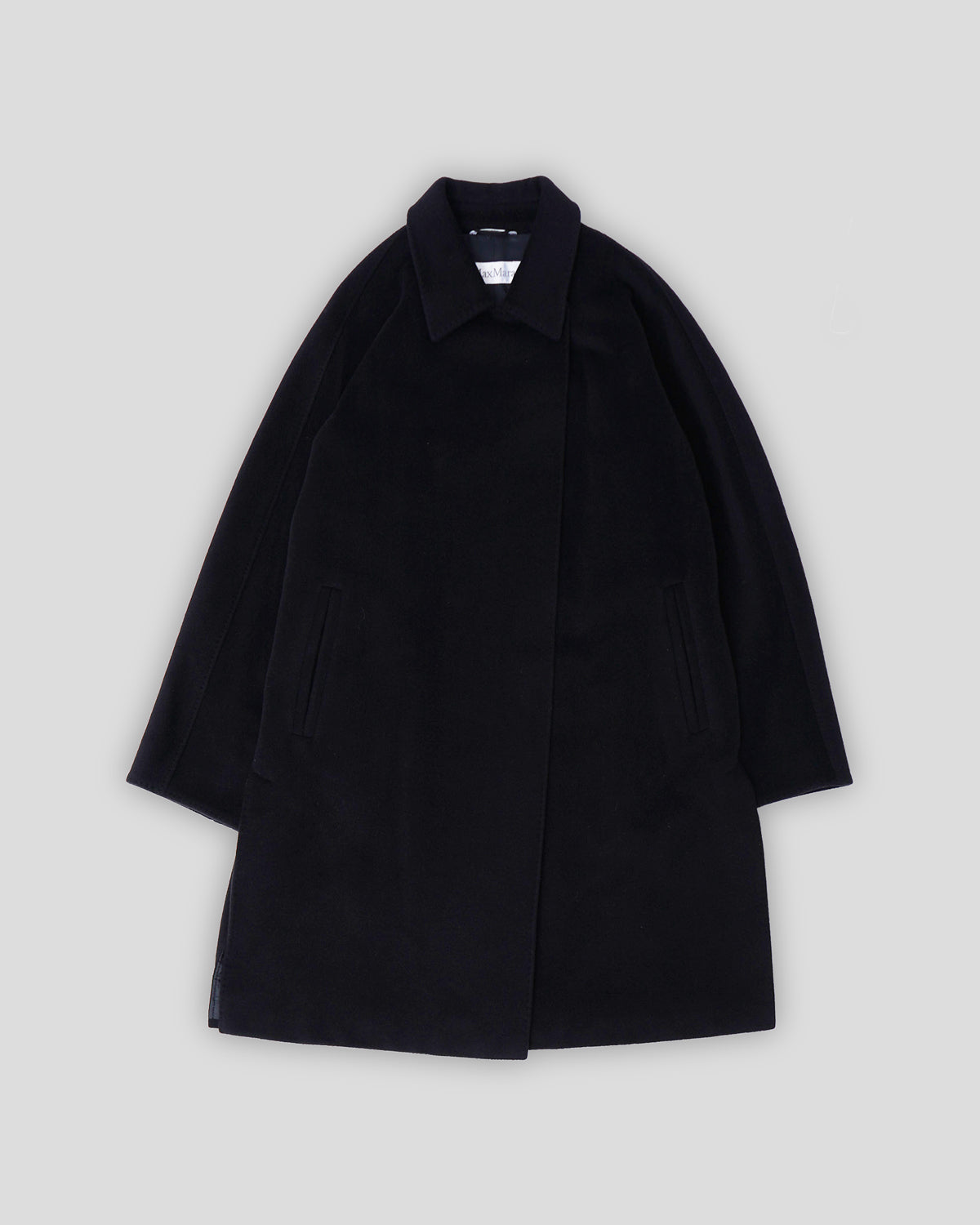 Two Button Black Wool/ Cashmere Coat