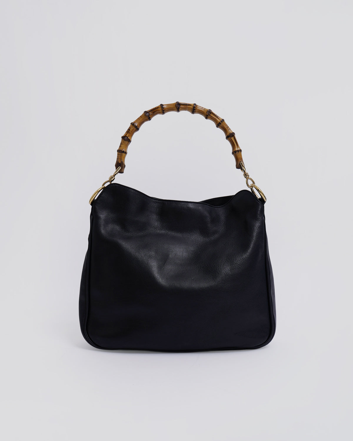 2way Leather Bag w/ Bamboo Handle