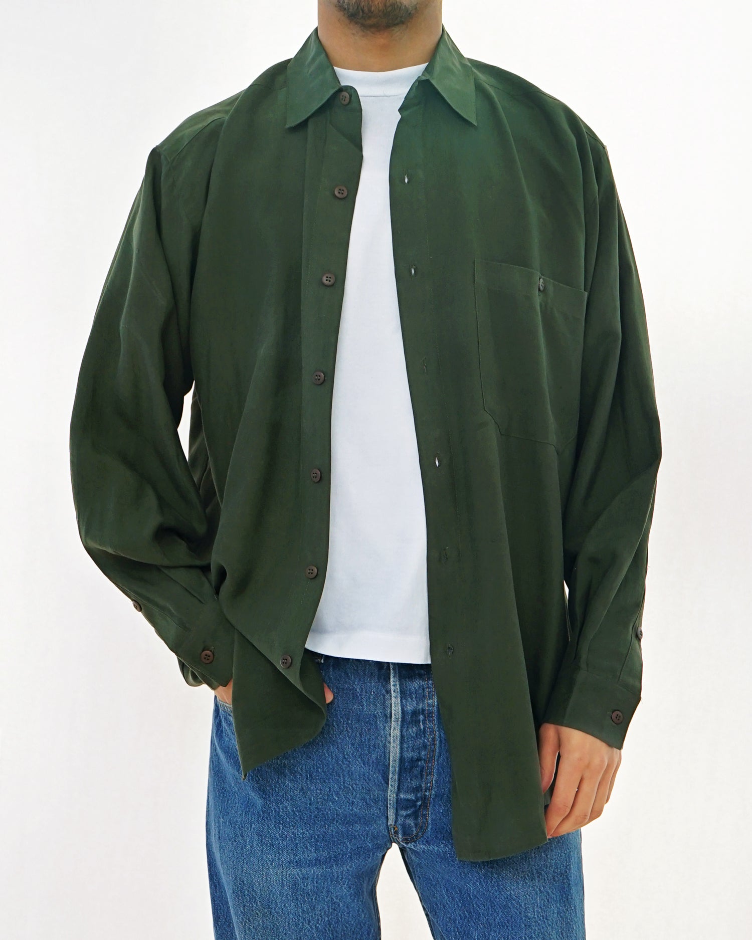 mens green silk dress shirt Hera Green Plaid Mens Silk Shirt main image 0