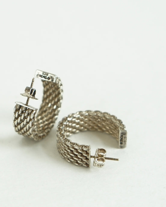 Silver Mesh Hoop Earrings