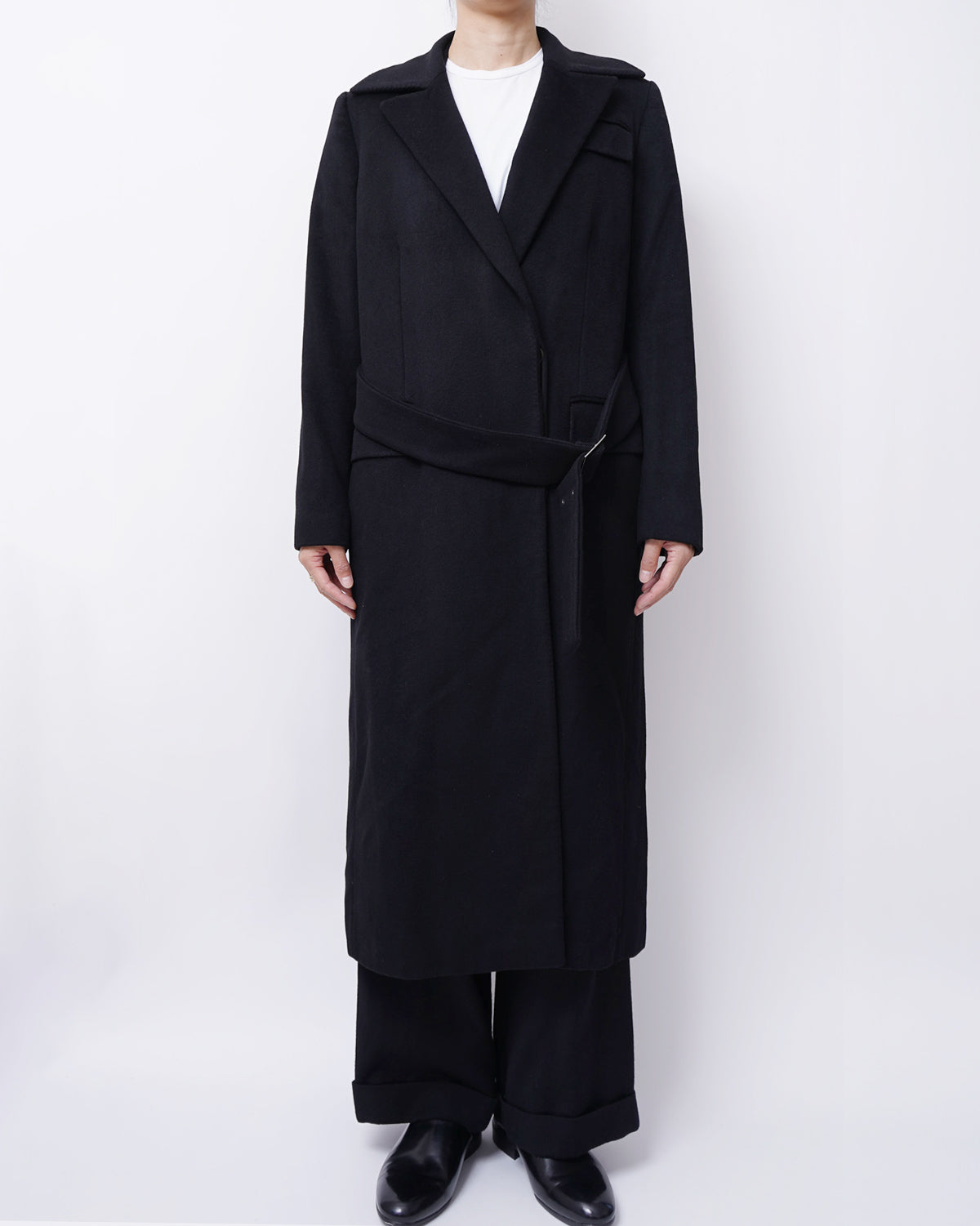 Wool/ Cashmere Belted Long Coat