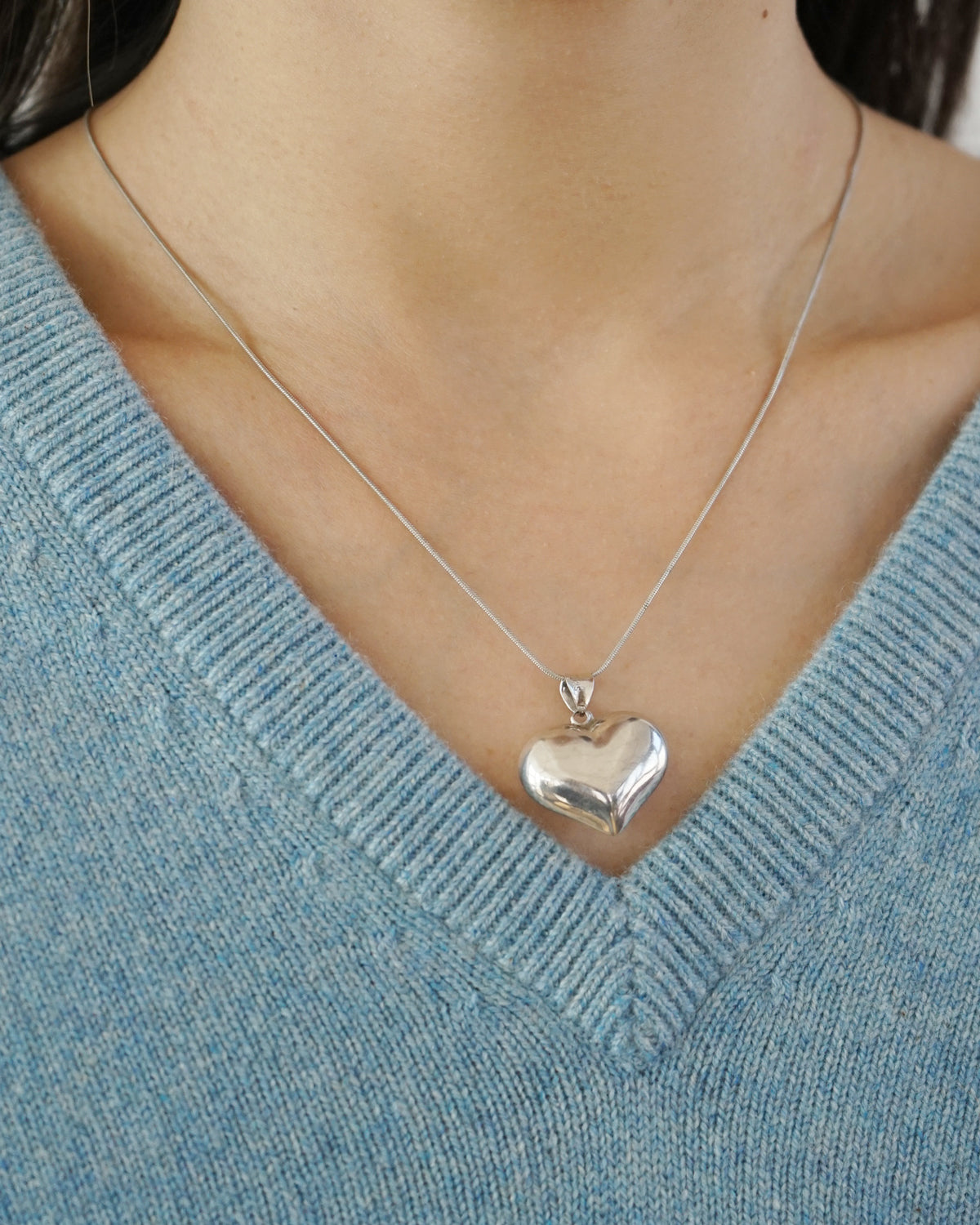 Silver Chain Necklace w/ Heart Charm
