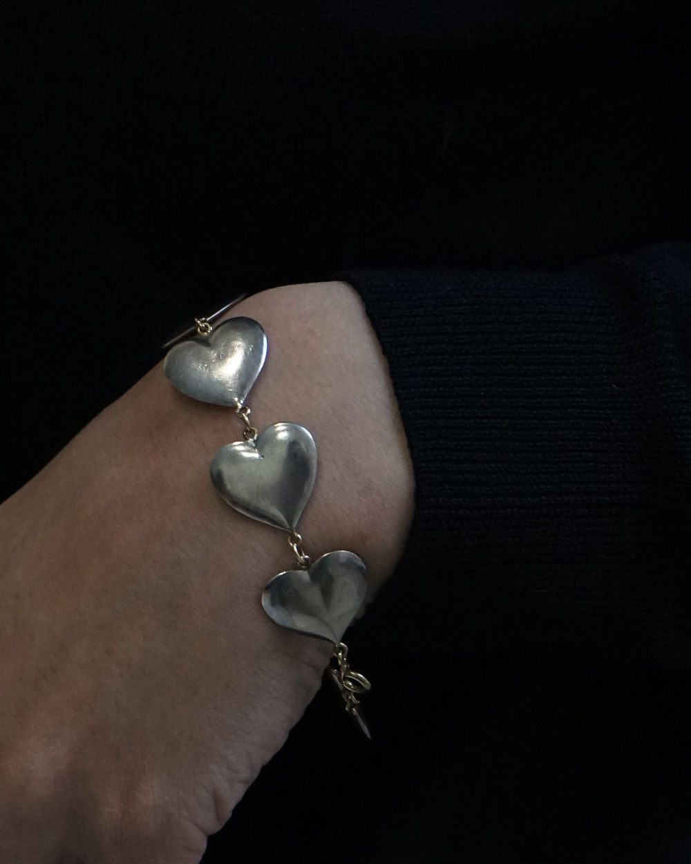 Silver x 14k Gold Heart Bracelet