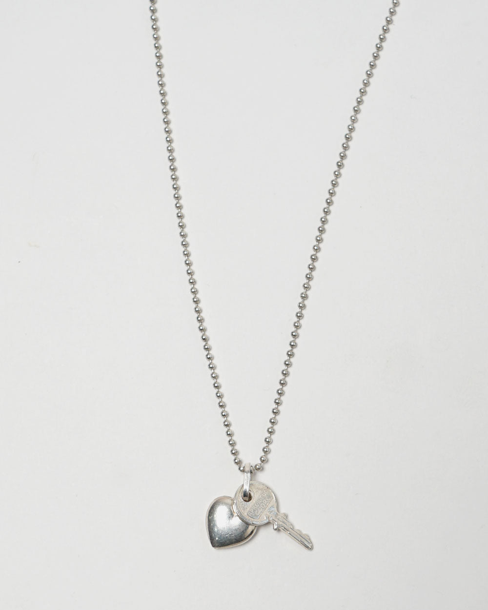 Silver Necklace w/ Heart & Key Charm