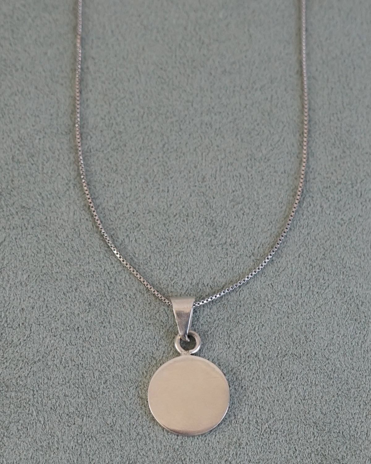 Silver Chain Necklace w/ Circle Tag Charm