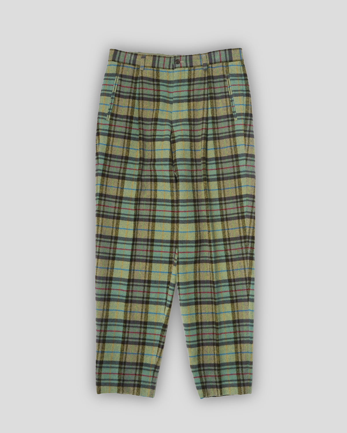 Wool Plaid Trousers