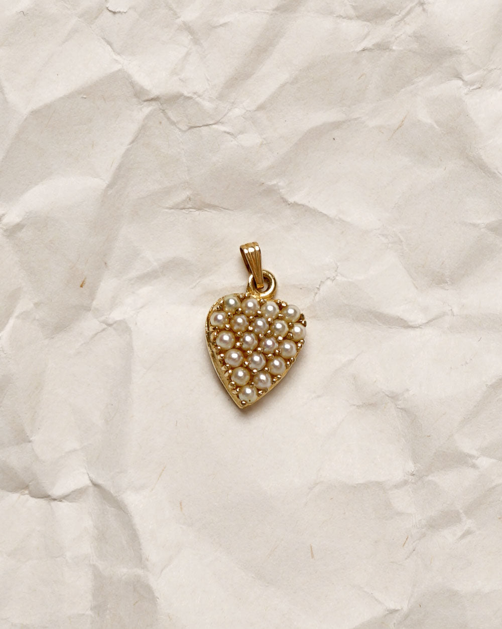 14K Gold Heart Charm w/ Pearl