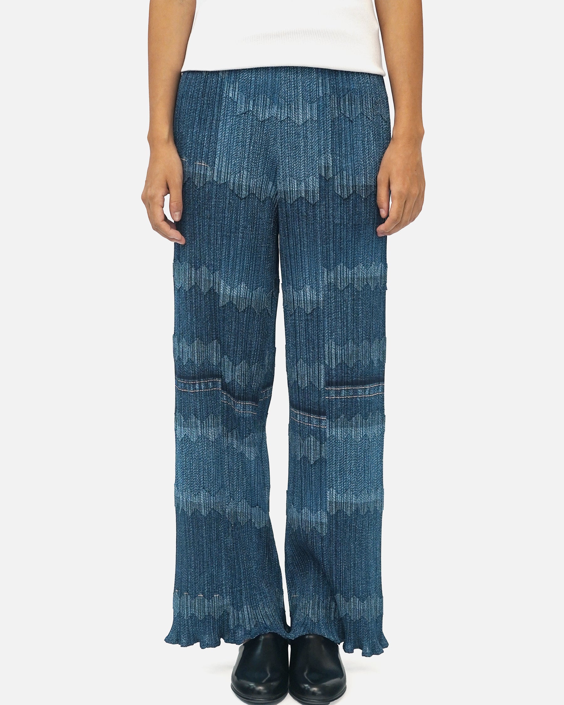 Issey Miyake Pleats Please Denim Print Pleated Pants Made in Japan