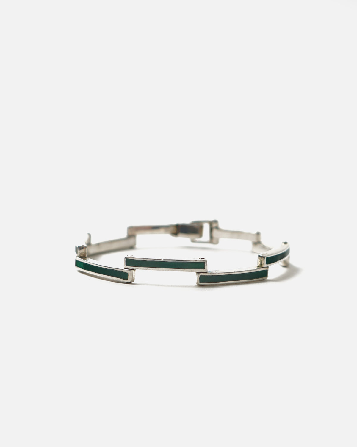 Silver x Green Enameled Bracelet