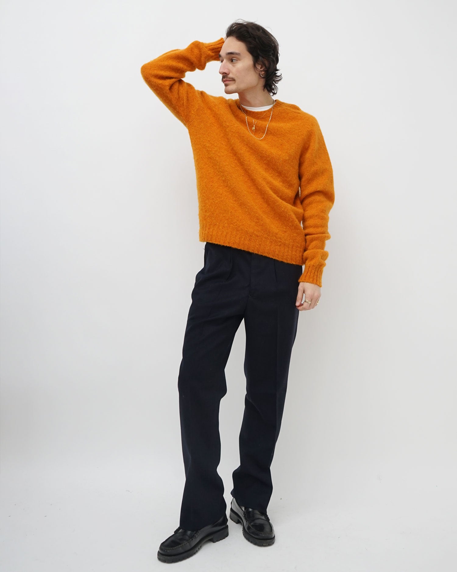 Brushed Shetland Sweater Crew Neck / Orange