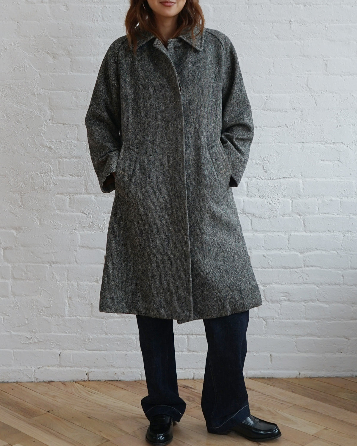 Single Sleeve Tweed Coat