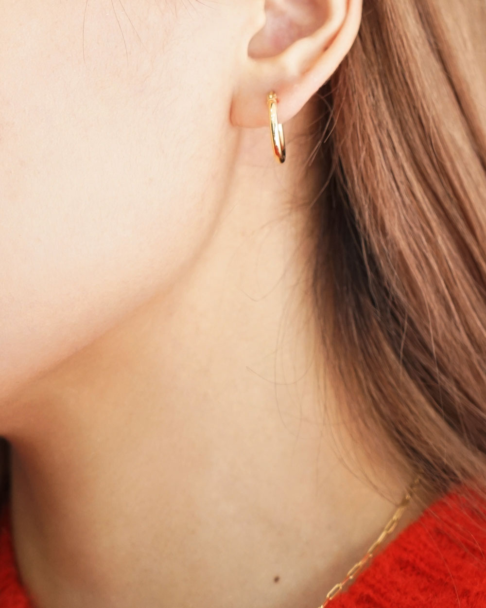 14k Gold Hoop Earrings / 0.5"