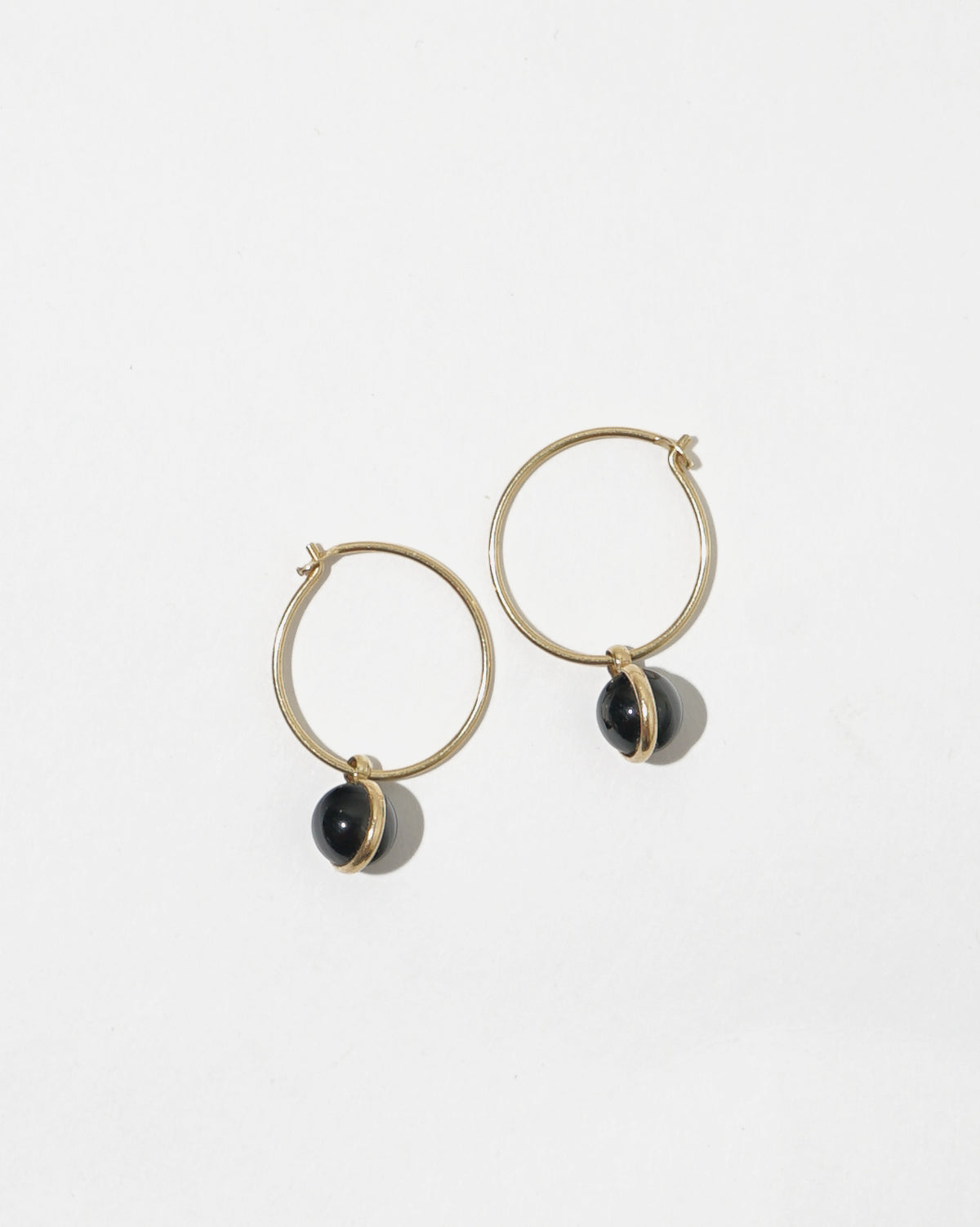 14k Gold Hoop Earrings w/ Onyx