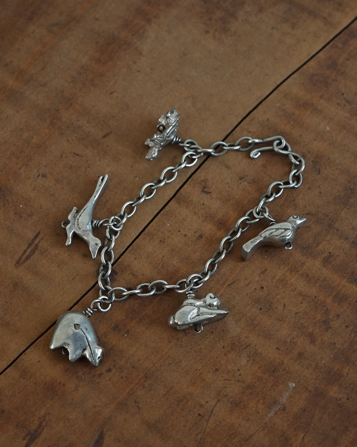 Silver Native American Chain Bracelet w/ Charms