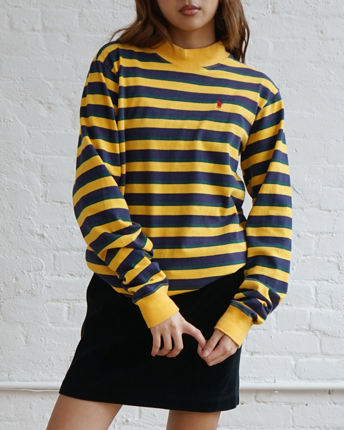 Polo Stripe Mock Tee L/S