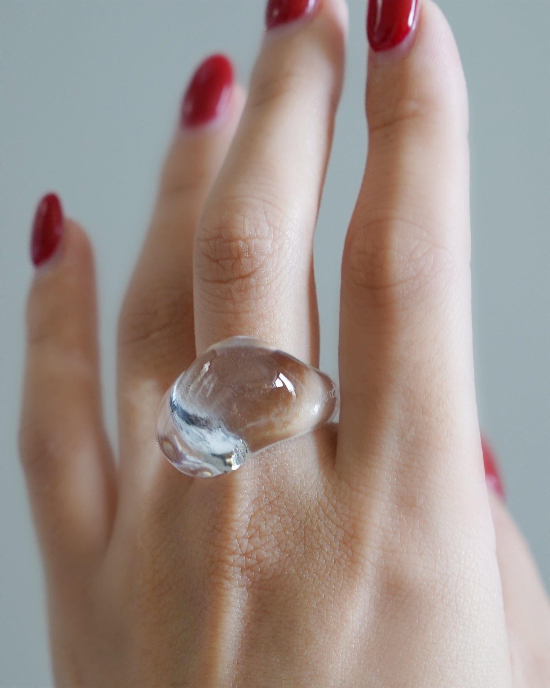 Baccarat Crystal Glass Clear Wavy Ring Made in France – Front