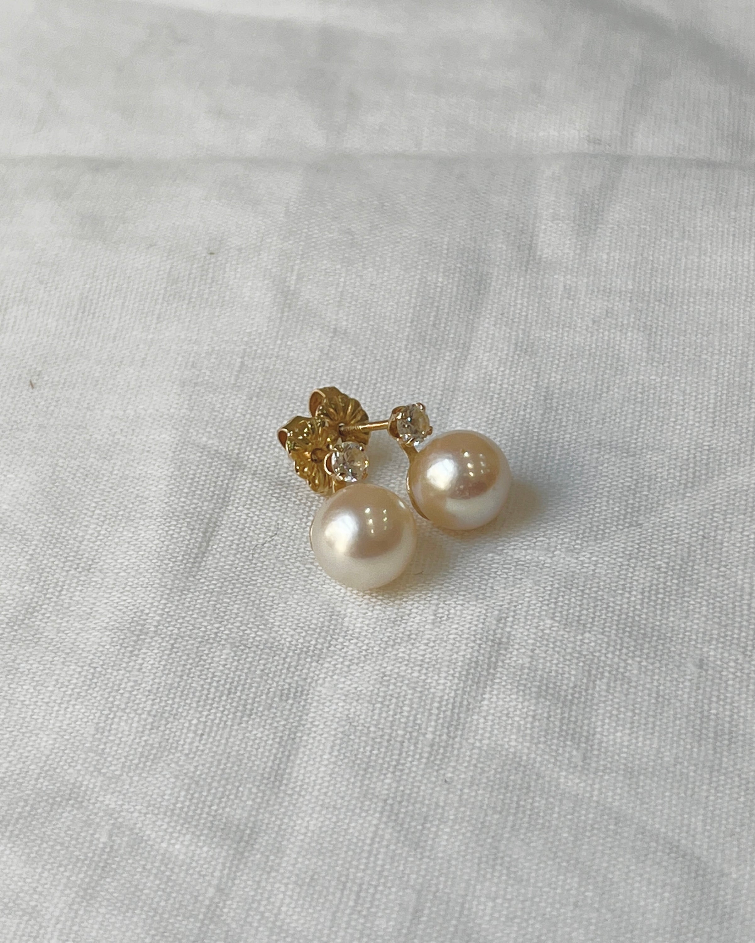 14k Gold x Pearl & Diamond Earrings
