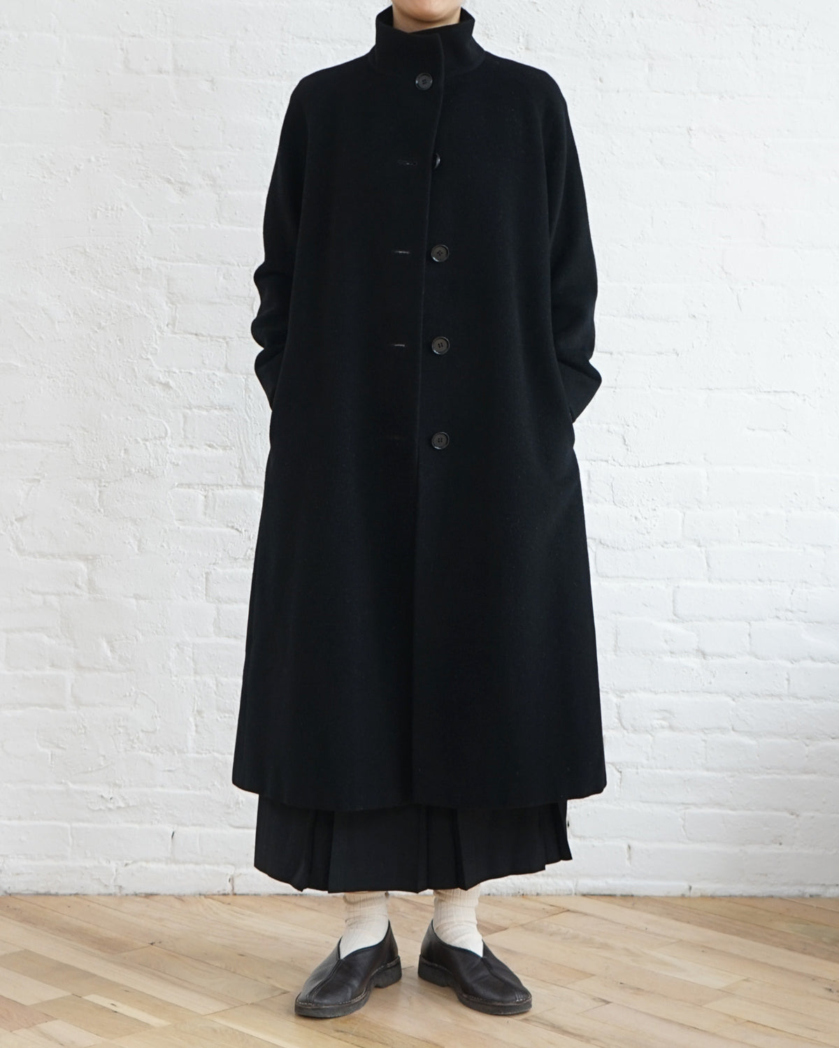 Stand Collar Wool Coat