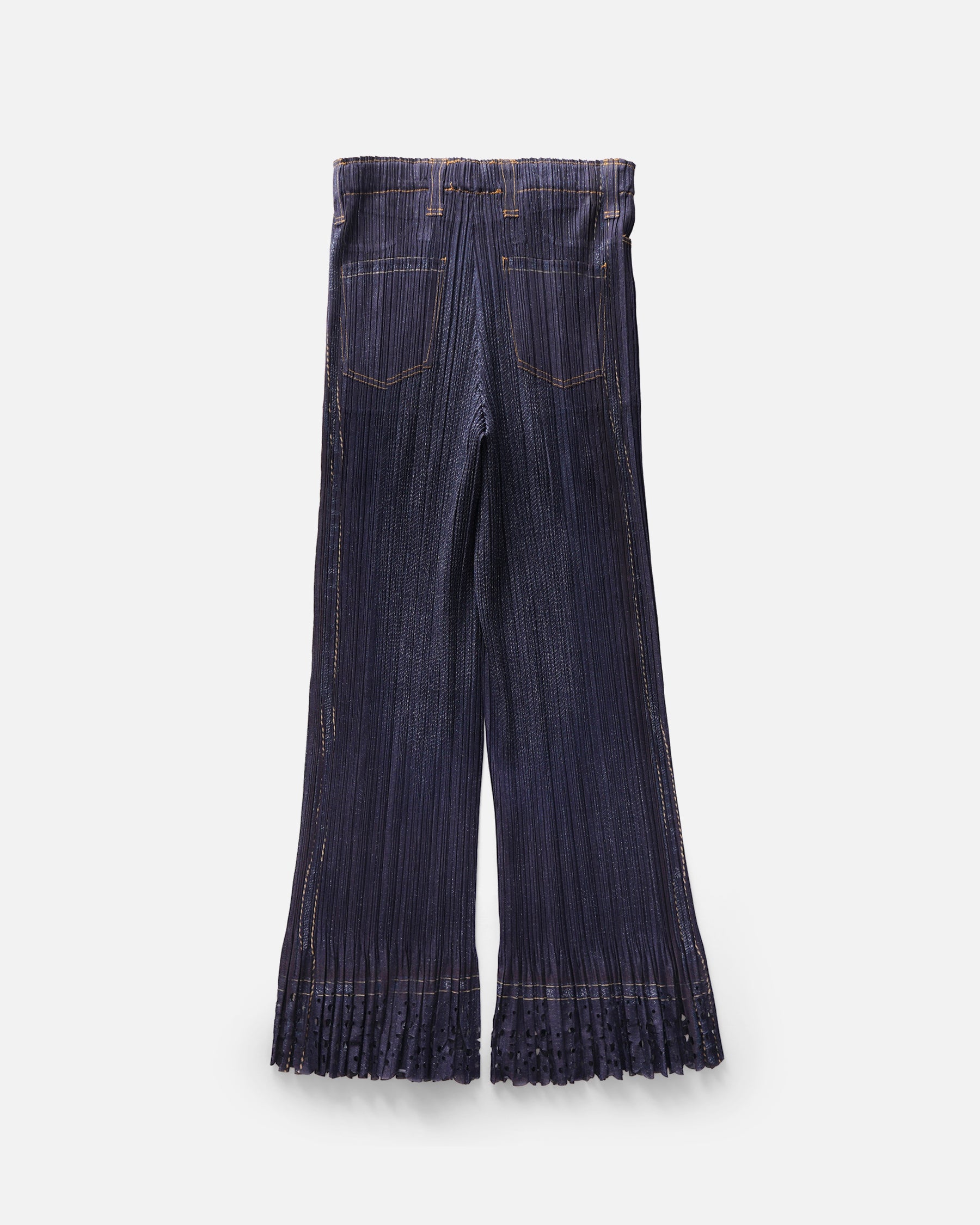 Issey Miyake Pleats Please Denim Print Pleated Skirt Rare Made in