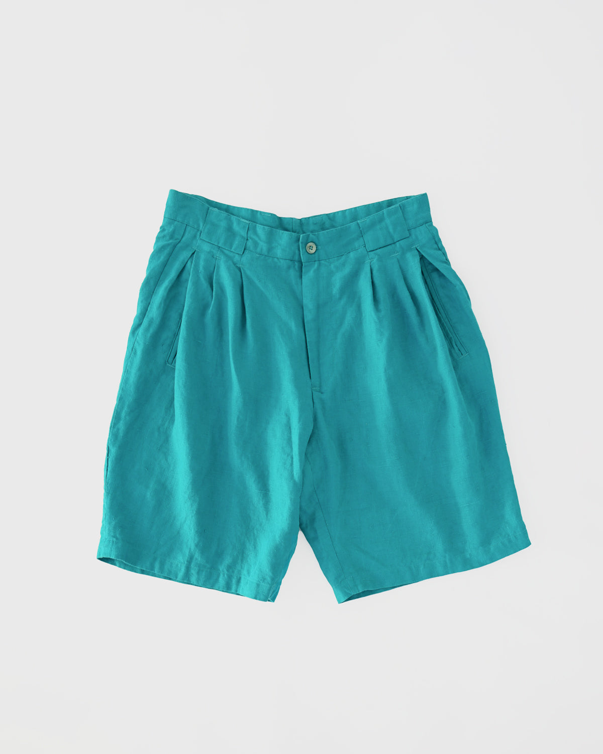 Tucked Linen Shorts / Turquoise