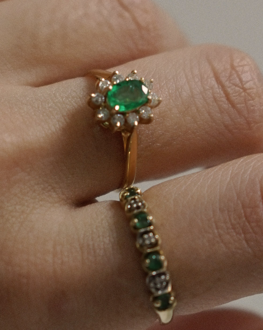 14k Gold Ring w/ Emerald & Diamond / size: 5