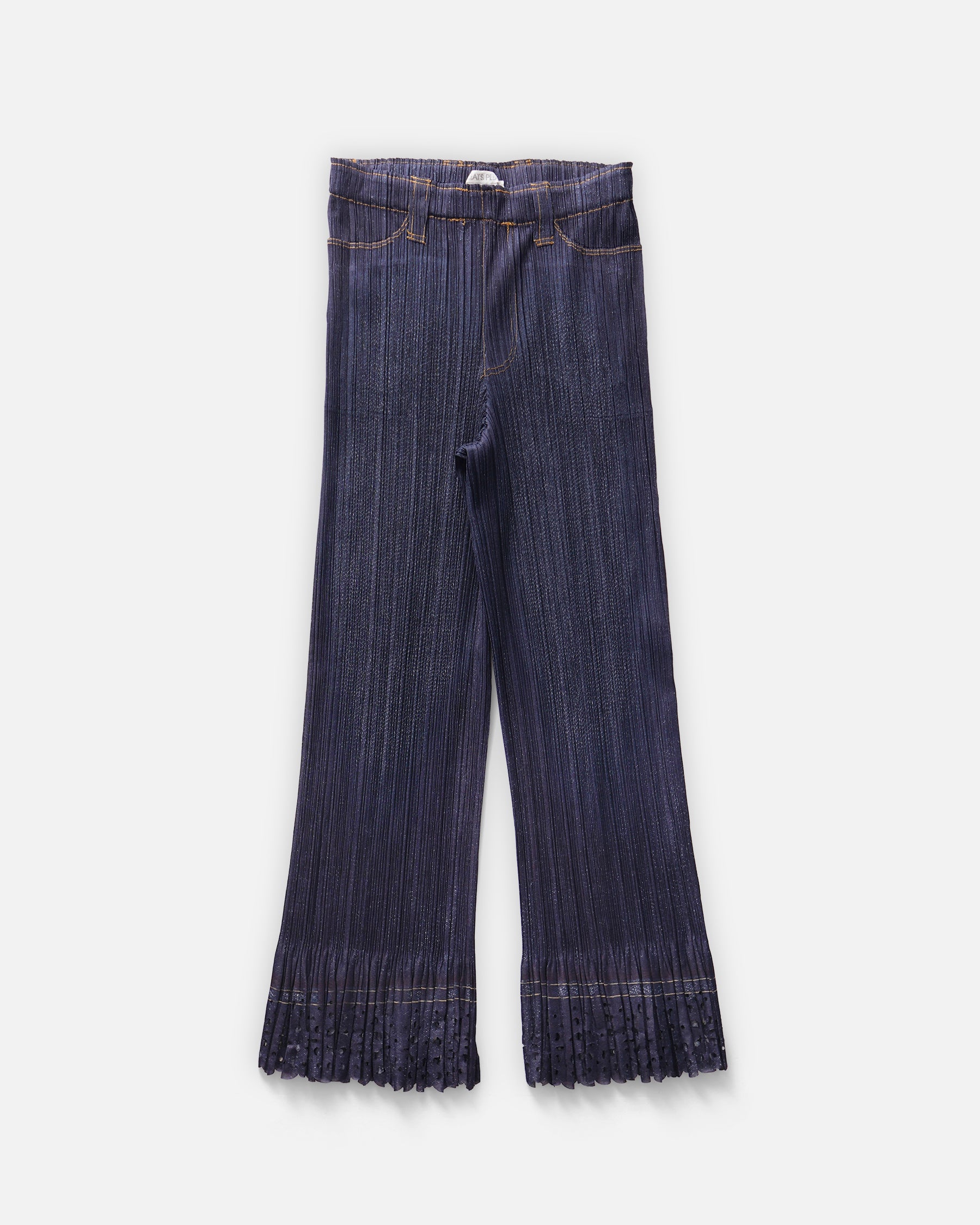 SSEY MIYAKE PLEATS PLEASE超音波カット パンツ Issey Miyake Pleats Please Denim Print Pleated Pants Rare Made in